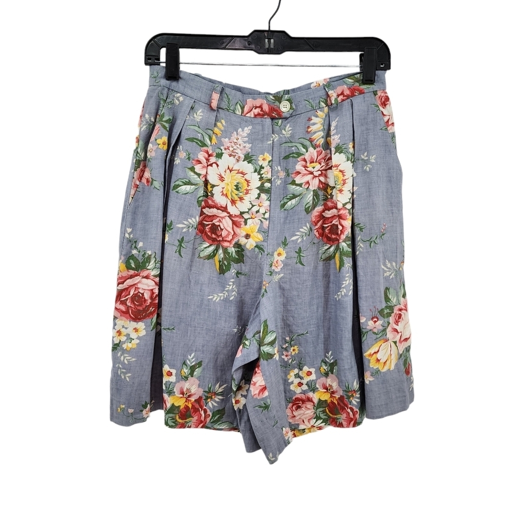 Lauren Ralph Lauren Floral High Waist Shorts - Blue and Red